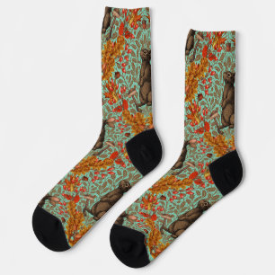 Chaussette Lapin d'automne sur vert clair