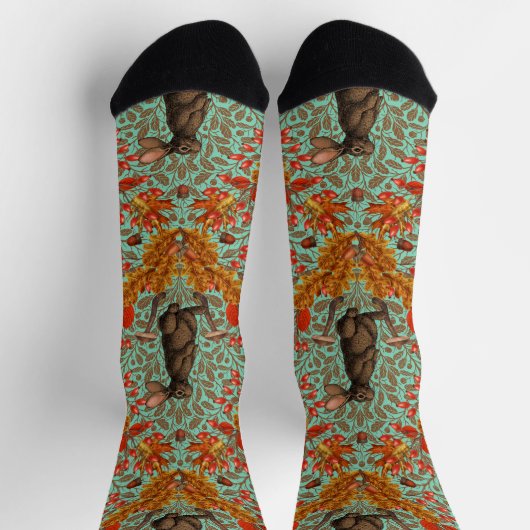 Chaussette Lapin d'automne sur vert clair (Haut)