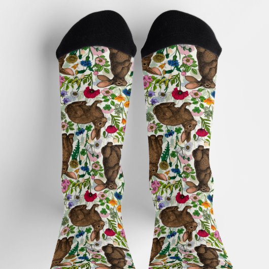 Chaussette Lapins et fleurs sauvages (Haut)