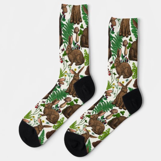 Chaussette Lapins et flore boisée 4 (Gauche)