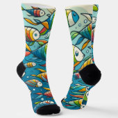 Chaussette L'art coloré du poisson sous-marin (Angulaire)