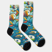 Chaussette L'art coloré du poisson sous-marin (Droite)