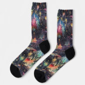 Chaussette Las Vegas Noël & Nouvel An en aquarelles (Gauche)