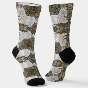Chaussette L'automne laisse Westie sur Patio