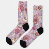 Chaussette Lavande, Roses violets (Gauche)