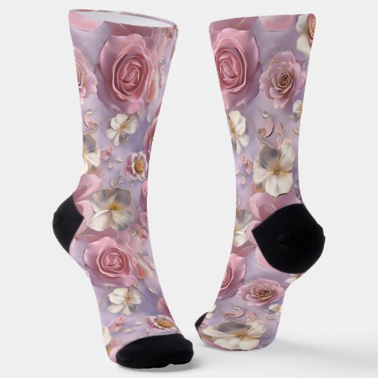 Chaussette Lavande, Roses violets (Angulaire)