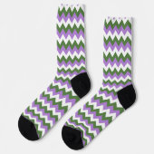 Chaussette Lavande, vert et blanc Chevron Zigzag (Gauche)