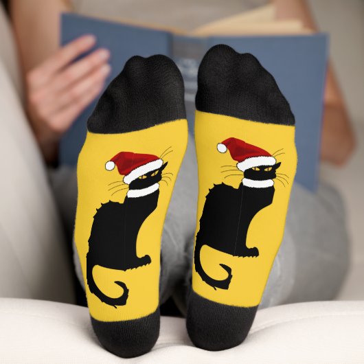 Chaussette Le Chat Noir Santa Hat Christmas (Fond)