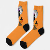 Chaussette Le Chat Noir Sorcière d'Halloween (Gauche)