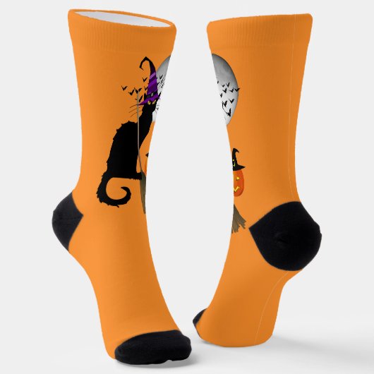 Chaussette Le Chat Noir Sorcière d'Halloween (Angulaire)