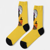 Chaussette Le Chat Noir Sorcière d'Halloween (Gauche)