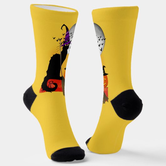 Chaussette Le Chat Noir Sorcière d'Halloween (Angulaire)