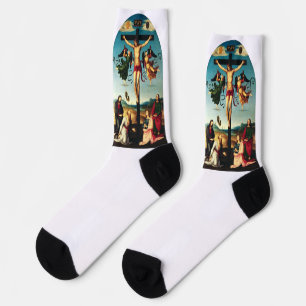 Chaussette Le Christ crucifié avec la Vierge Marie