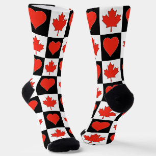 Chaussette Le drapeau canadien Motif du coeur Fun Patriotique