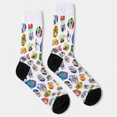Chaussette Légumes Fruits Code barre Sticker noir blanc (Droite)