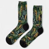 Chaussette Leopard Jungle Forest Illustration Seamless Custom (Gauche)