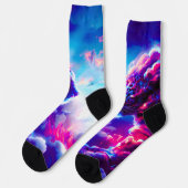 Chaussette Léopard néon cosmique futuriste (Gauche)