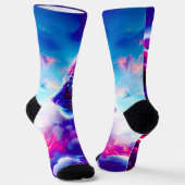 Chaussette Léopard néon cosmique futuriste (Angulaire)