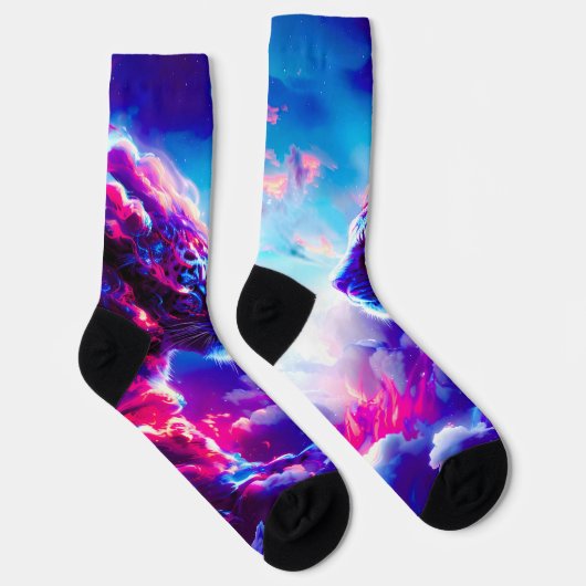 Chaussette Léopard néon cosmique futuriste (Droite)