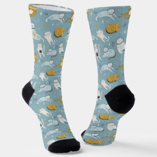 Chaussette Les chats mignons dans l'espace idiot conviennent 