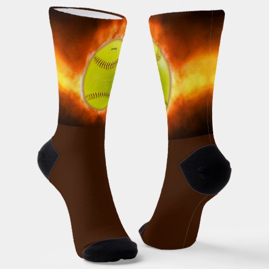 Chaussette Les flammes de balle rapide de softball jaune de S (Angulaire)