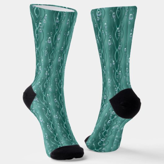 Chaussette Les gouttes de pluie sur le métal vert (Angulaire)