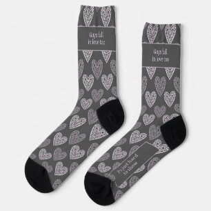 Chaussette Les mecs tombent amoureux aussi, Gris foncé
