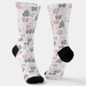 Chaussette Les tuiles du Mahjong rose et vert olive blanc | M (Angulaire)