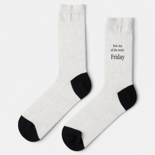 Chaussette Lettering black on linen, Best day of the week (Gauche)