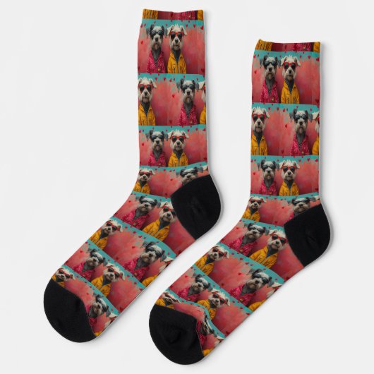 Chaussette Lévrier aux Roses de la Saint-Valentin (Gauche)