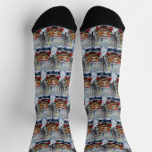 Chaussette Lhasa Apso camion rouge de Noël vacances (Haut)