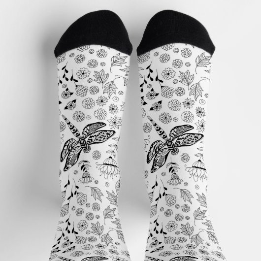 Chaussette Libellule et fleurs (Haut)
