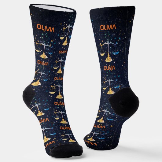 Chaussette Libra Constellation Zodiac Aquarelle Étoiles Galax (Angulaire)