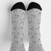 Chaussette Light Charcoal Cat Line Art Pattern Socks (Haut)