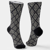 Chaussette Ligne Abstraite géométrique Boho Noir et crème (Angulaire)