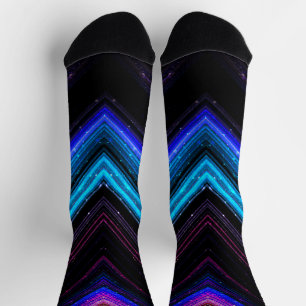 Chaussette Lignes de chevron de galaxie bleu violet métallisé