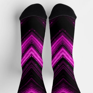 Chaussette Lignes de chevron de galaxie magenta rose métalliq