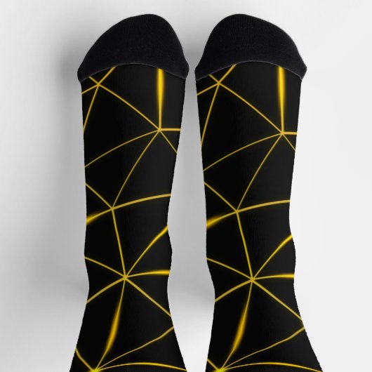 Chaussette Lignes d'or triangles noirs géométriques (Haut)