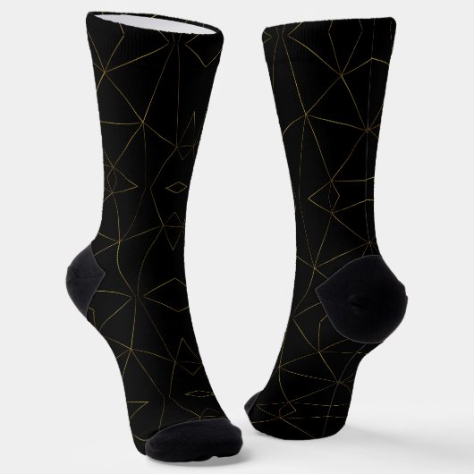 Chaussette Lignes dorées sur fond noir (Angulaire)