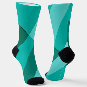Chaussette Lignes géométriques modernes et cycliques turquois