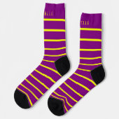 Chaussette Lignes Horizonta Jaune Violet Strié Nom Personnali (Gauche)