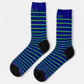 Chaussette Lignes horizontales bleues vertes triées Nom perso (Gauche)