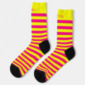 Chaussette Lignes horizontales roses jaunes triées Nom person (Gauche)