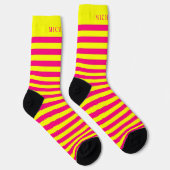 Chaussette Lignes horizontales roses jaunes triées Nom person (Droite)