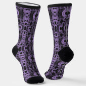 Chaussette Lignes violettes psychédéliques sur fond noir (Angulaire)