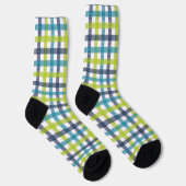 Chaussette Lime Green, Navy et bleu turquoise Plaid (Droite)