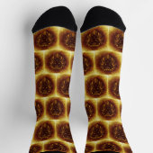 Chaussette Lion Abstrait sur Brown jaune (Haut)