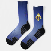 Chaussette Lis d'or sur fond bleu (Gauche)