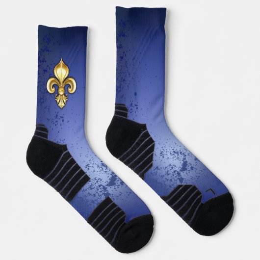 Chaussette Lis d'or sur fond bleu (Droite)