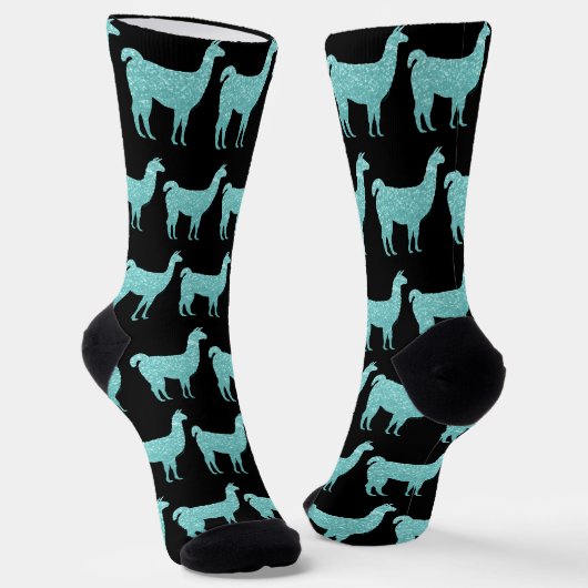Chaussette Llama Léger Turquoise Éclaboules motif noir (Angulaire)